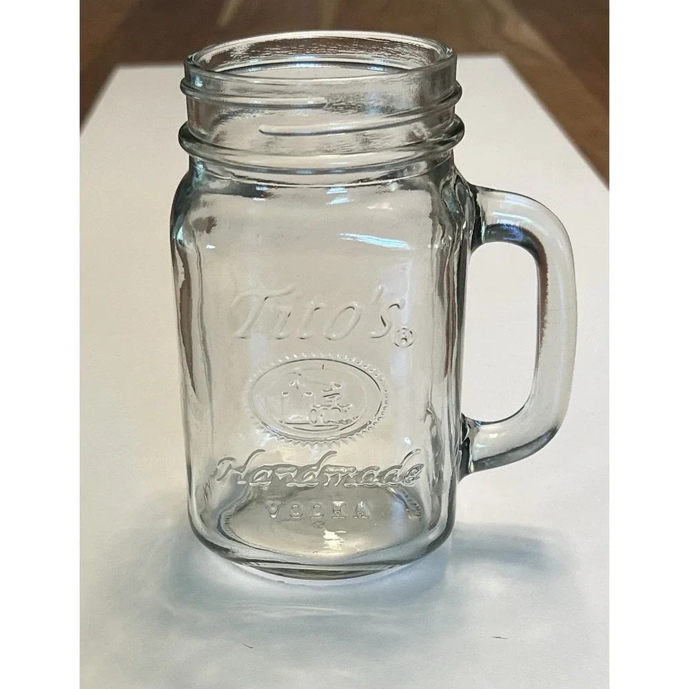 Tito's Handmade Vodka Embossed 16 oz. Glass Mason Jar Mugs - Set of 4